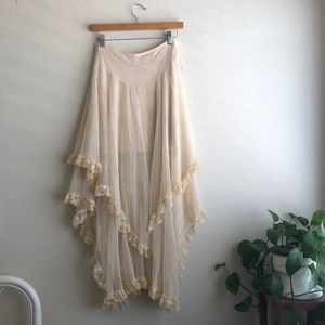 Brand New Free People Cream Lace Layered Skirt